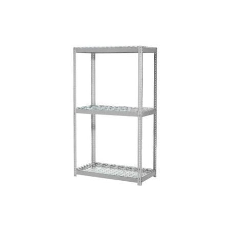 Global Equipment Expandable Starter Rack 96x36x84 3 Level Wire Deck 1100 lb. Cap Per Deck GRY 716437